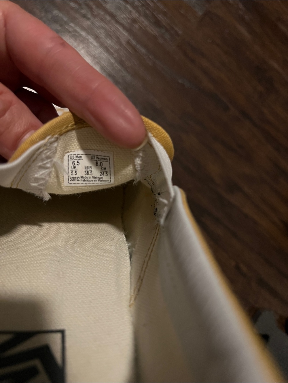 Vans Checkerboard Slip-On Sneakers in Mustard Yellow and White - Picture 5 of 5